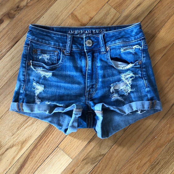 American Eagle Denim Distressed Jean Shorts - Picture 1 of 7